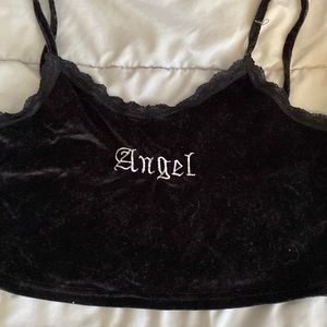 shein angle crop top velvet